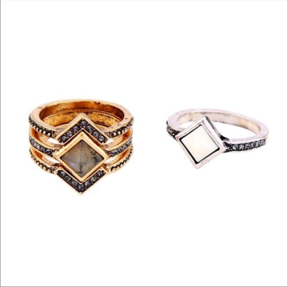 Boho Layered Set of 4 Rings